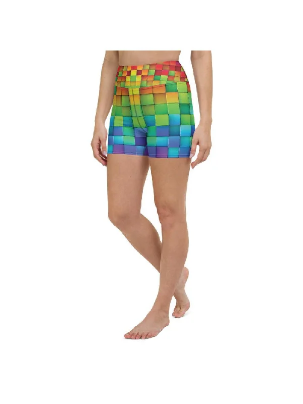 Rainbow Blocks Yoga Shorts