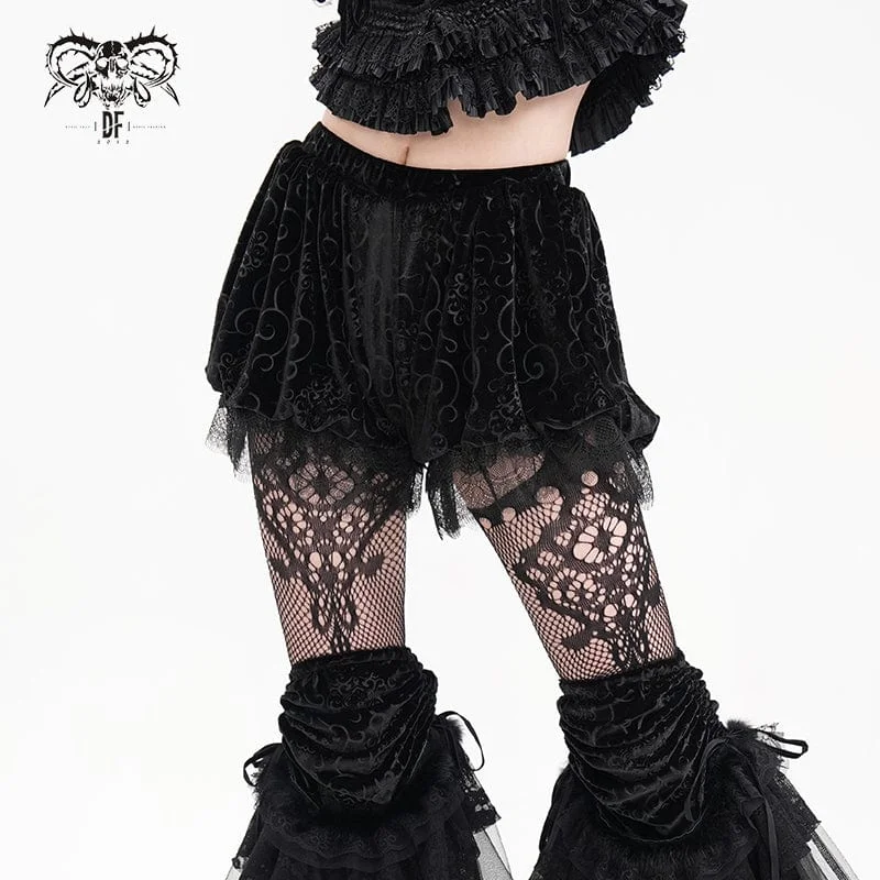 Women's Gothic Cloud Velvet Mesh Shorts