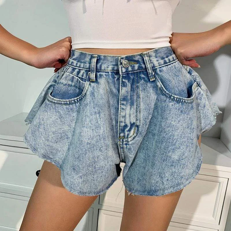 Women's Punk High-waisted Denim Shorts