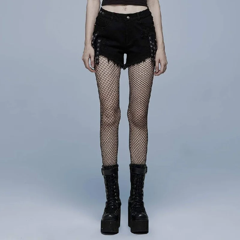 Women's Punk Splice Unedged Denim Short