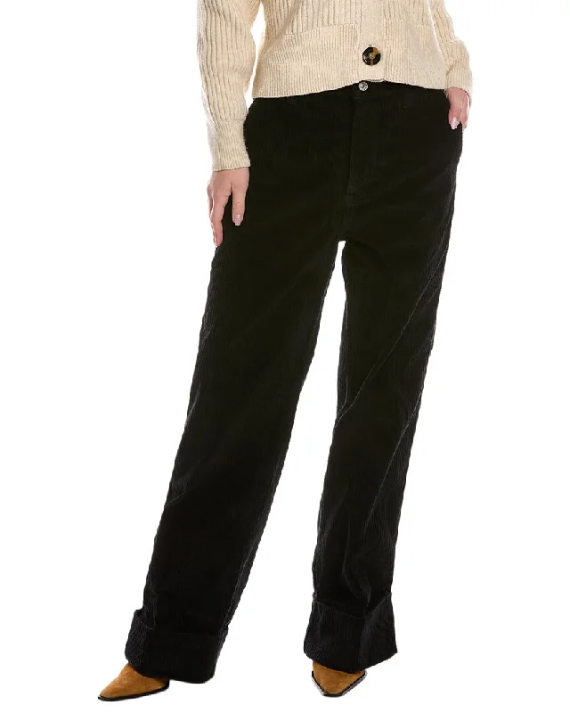 7 For All Mankind Black Corduroy Wide Leg Jean