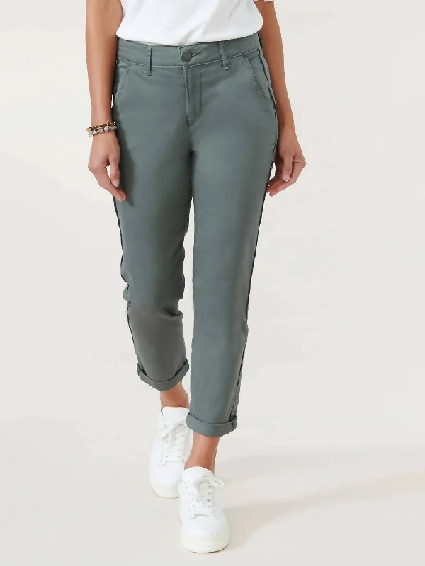 Absolution High Rise Roll Cuff Trouser In Thyme