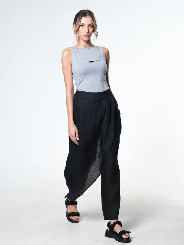 Loose Linen Pants In Black