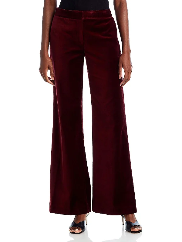 Nile Womens High Rise Velvet Wide Leg Pants