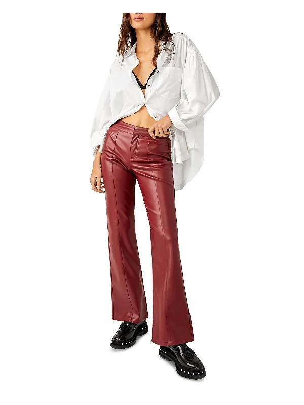 Uptown Womens Faux Leather High Rise Dress Pants