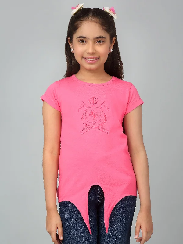 Girls Casual Rose Half Sleeves  T-Shirt