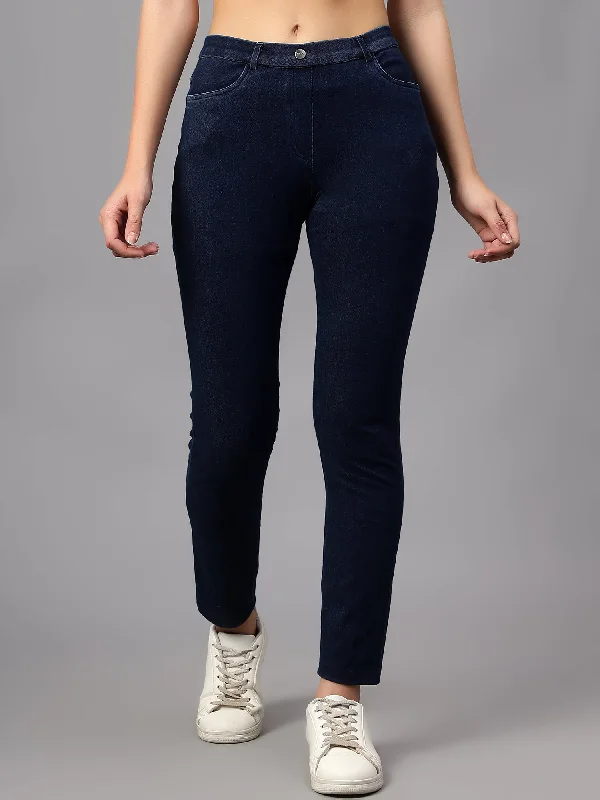 Women's  Flat Front Indigo blue Light Fade Mid rise Jeggings