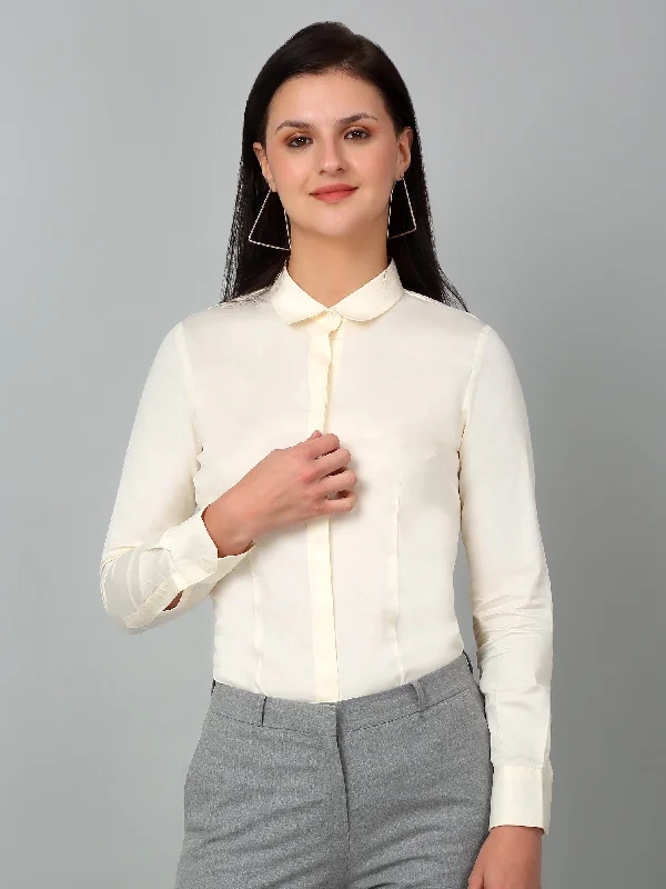 Women's Formal Slim Fit Offwhite Regular Full Sleeve  Shirt